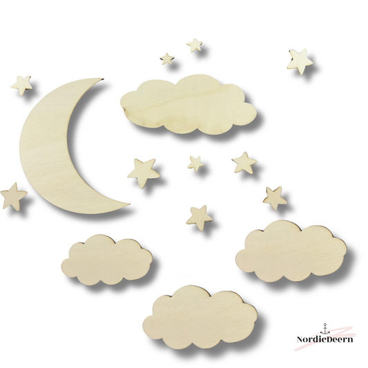 Set Wolken aus Holz | Wand Dekoration Kinderzimmer